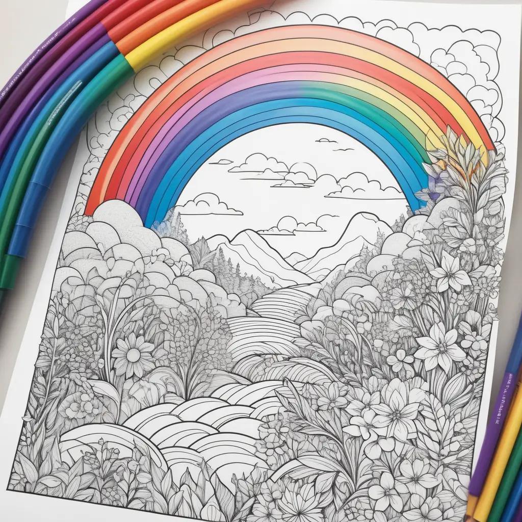 Colorful rainbow coloring pages for adults and kids