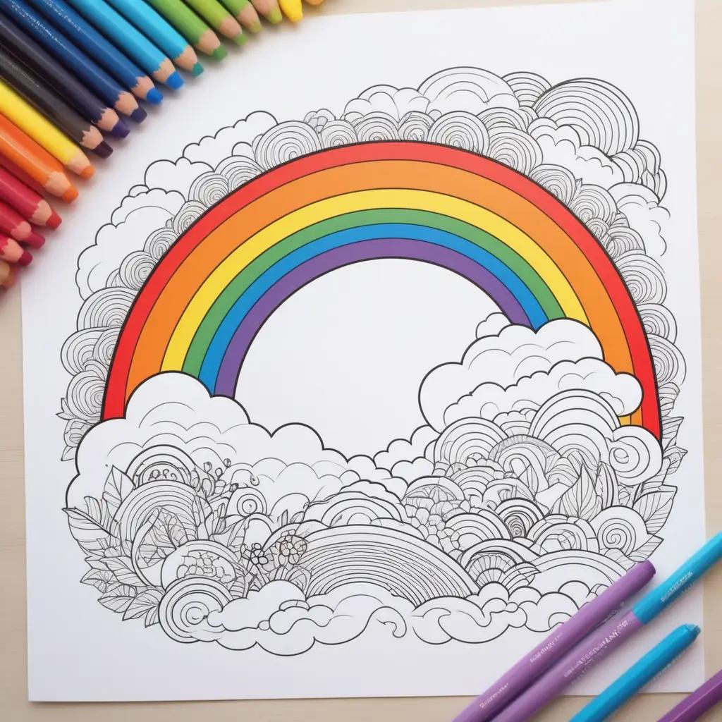 Colorful rainbow coloring pages for adults and kids