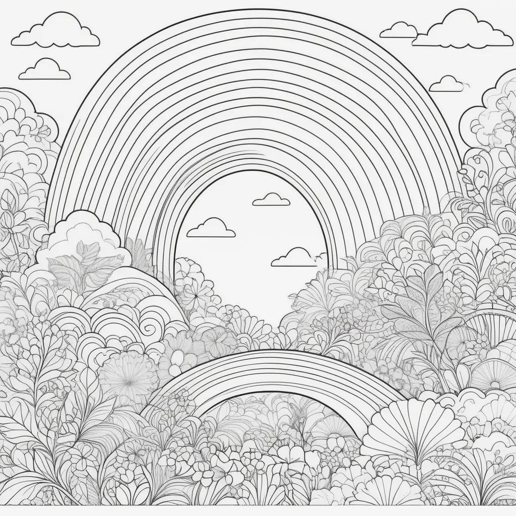 Colorful rainbow coloring pages for adults