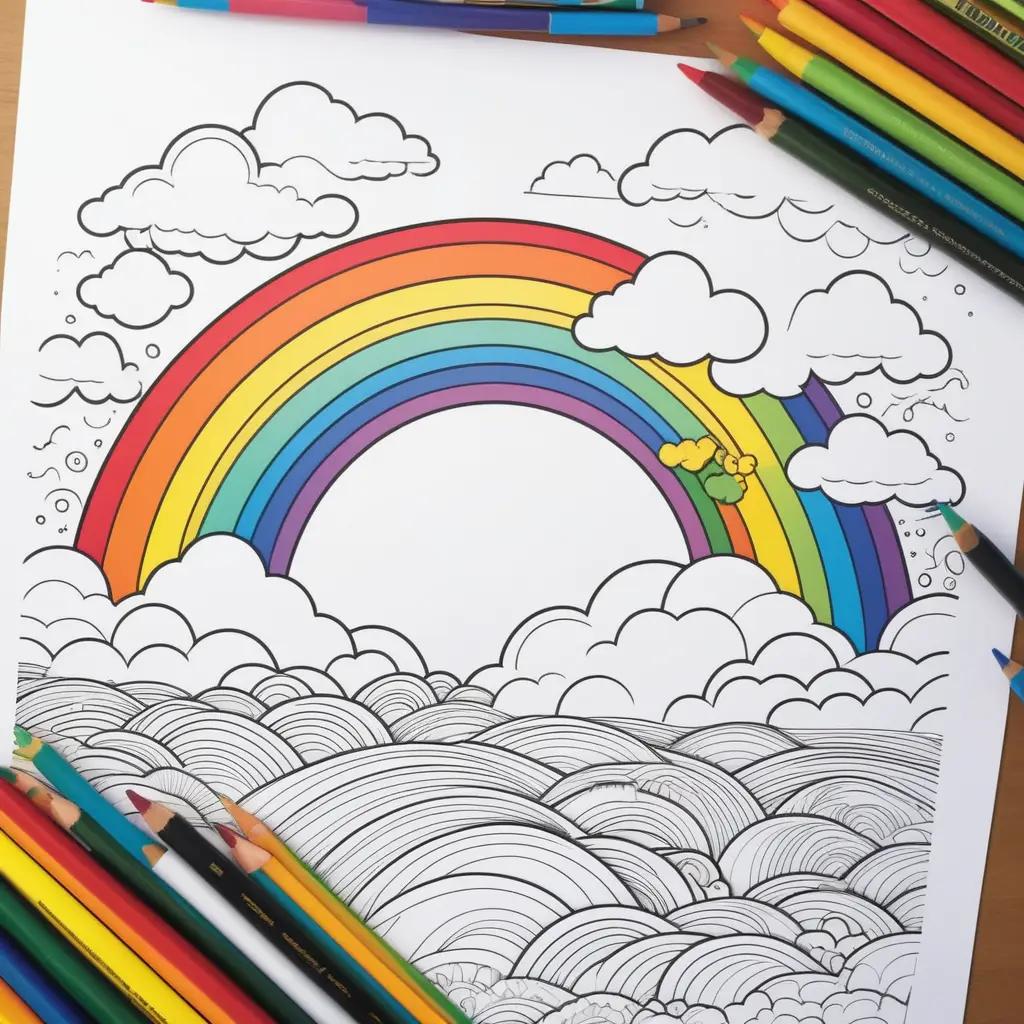 Colorful rainbow coloring pages with a variety of colors