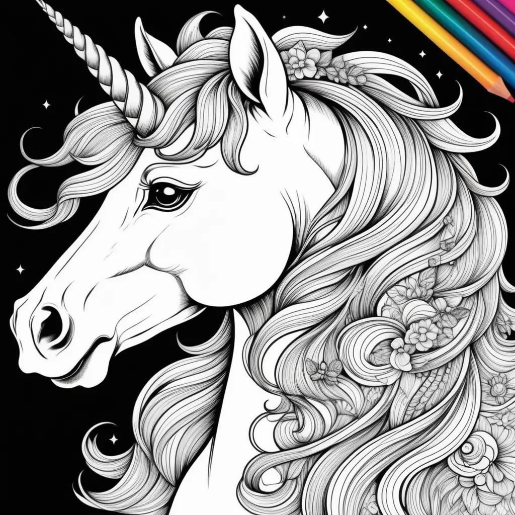 Colorful rainbow unicorn coloring pages for adults