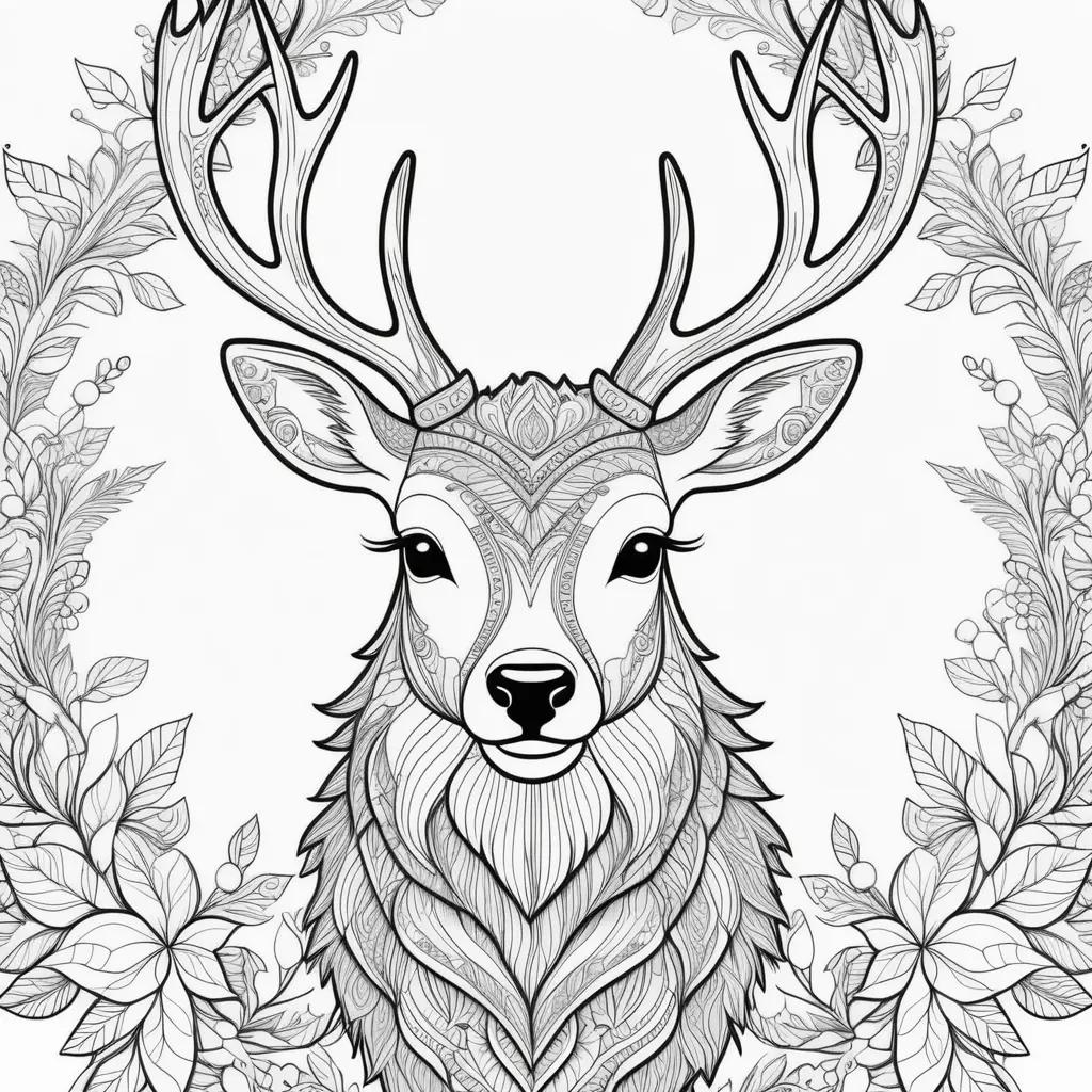 Colorful reindeer coloring pages with intricate patterns and designs