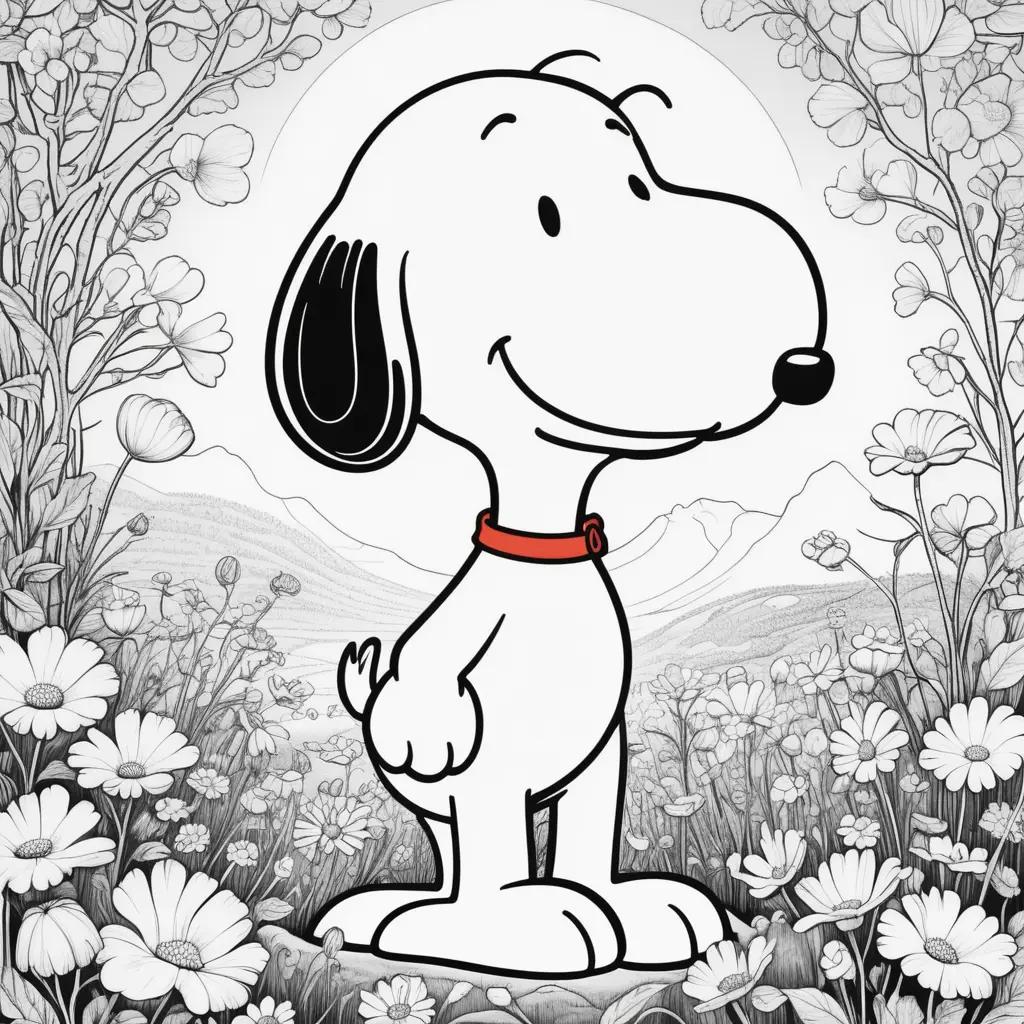 Colorful snoopy dog in the garden