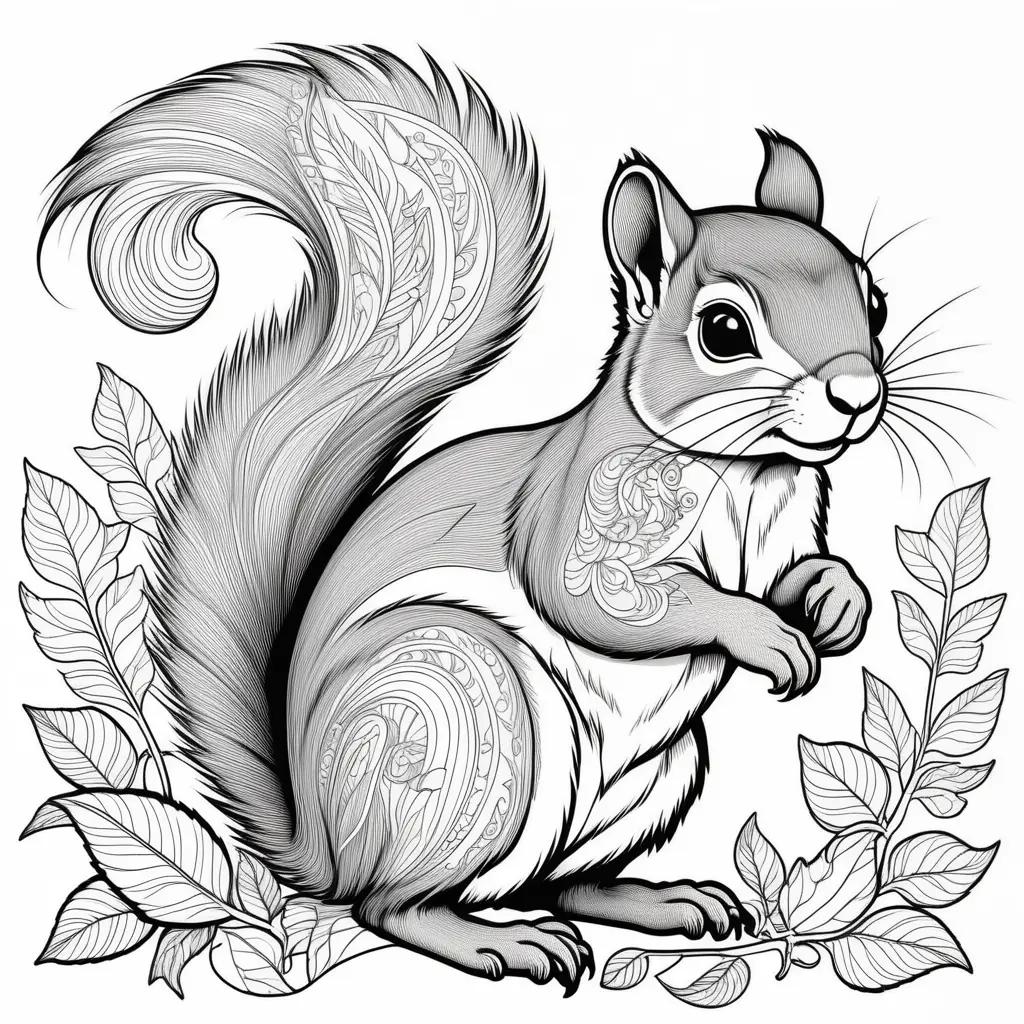 Colorful squirrel coloring pages for kids