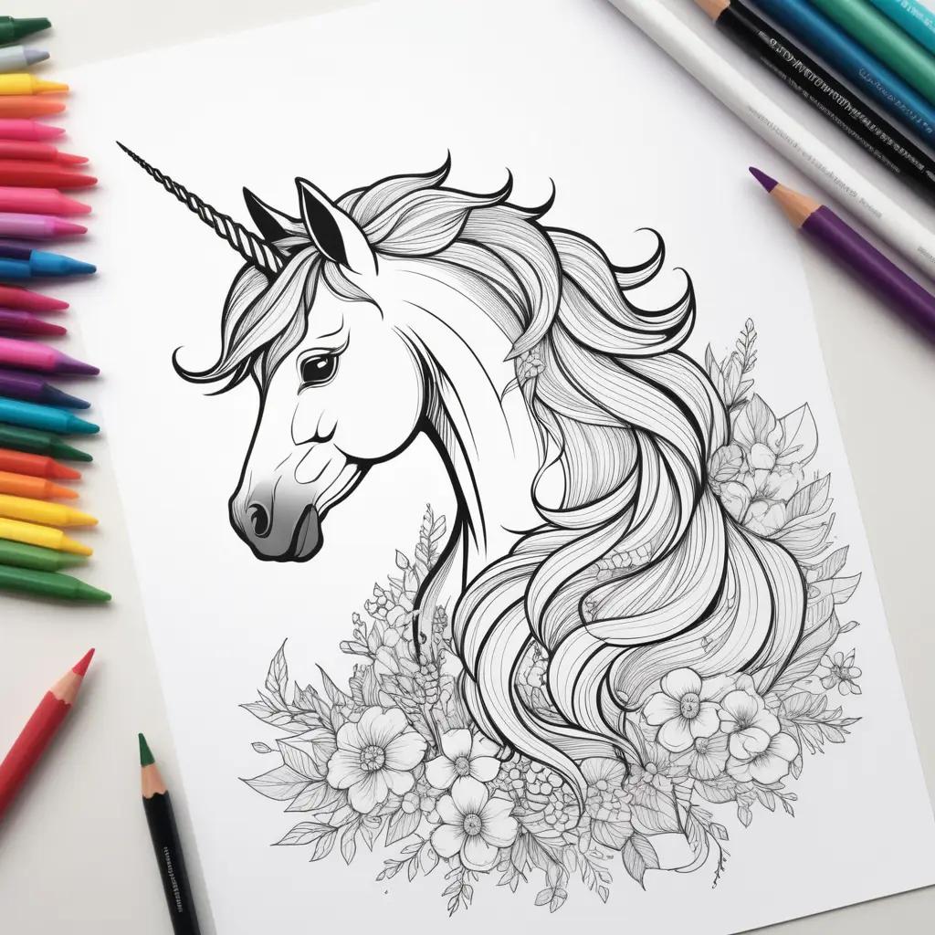 Colorful unicorn coloring pages for kids