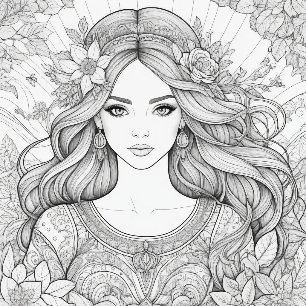 Coloring Pages Featuring Beautiful People and Floral Designs