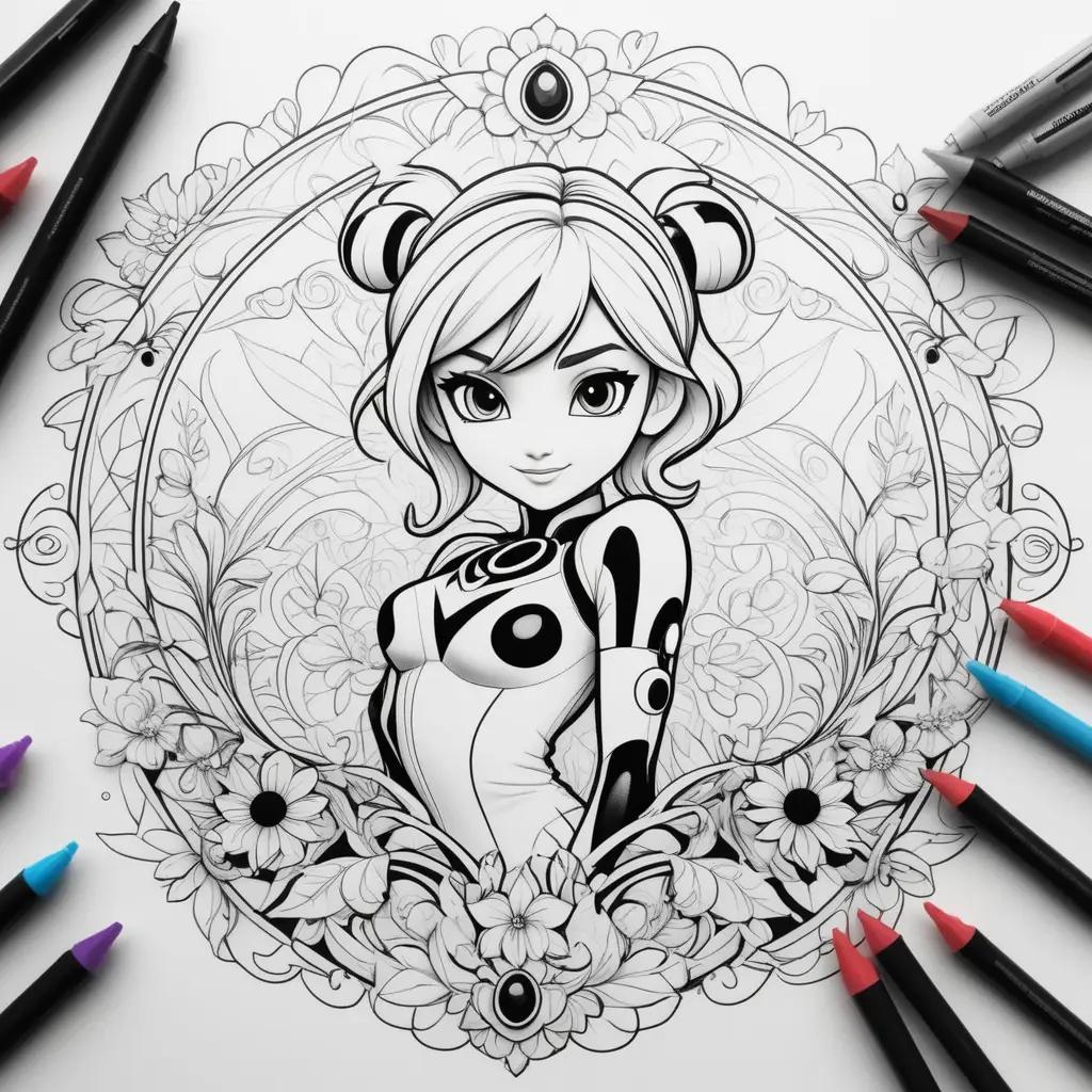 Coloring page featuring Miraculous Ladybug, a cartoon character