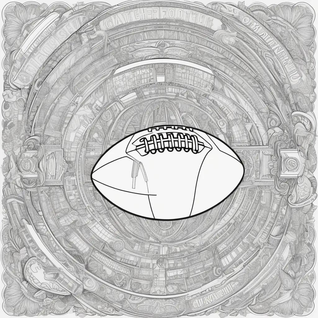 Coloring page featuring NFL football in a circular design