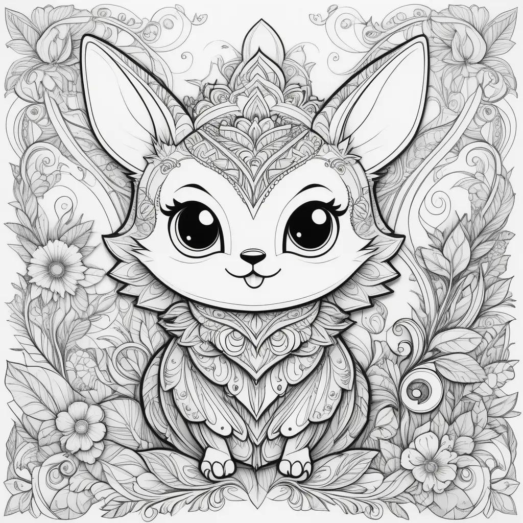 Coloring page featuring a cute cat with a funny face