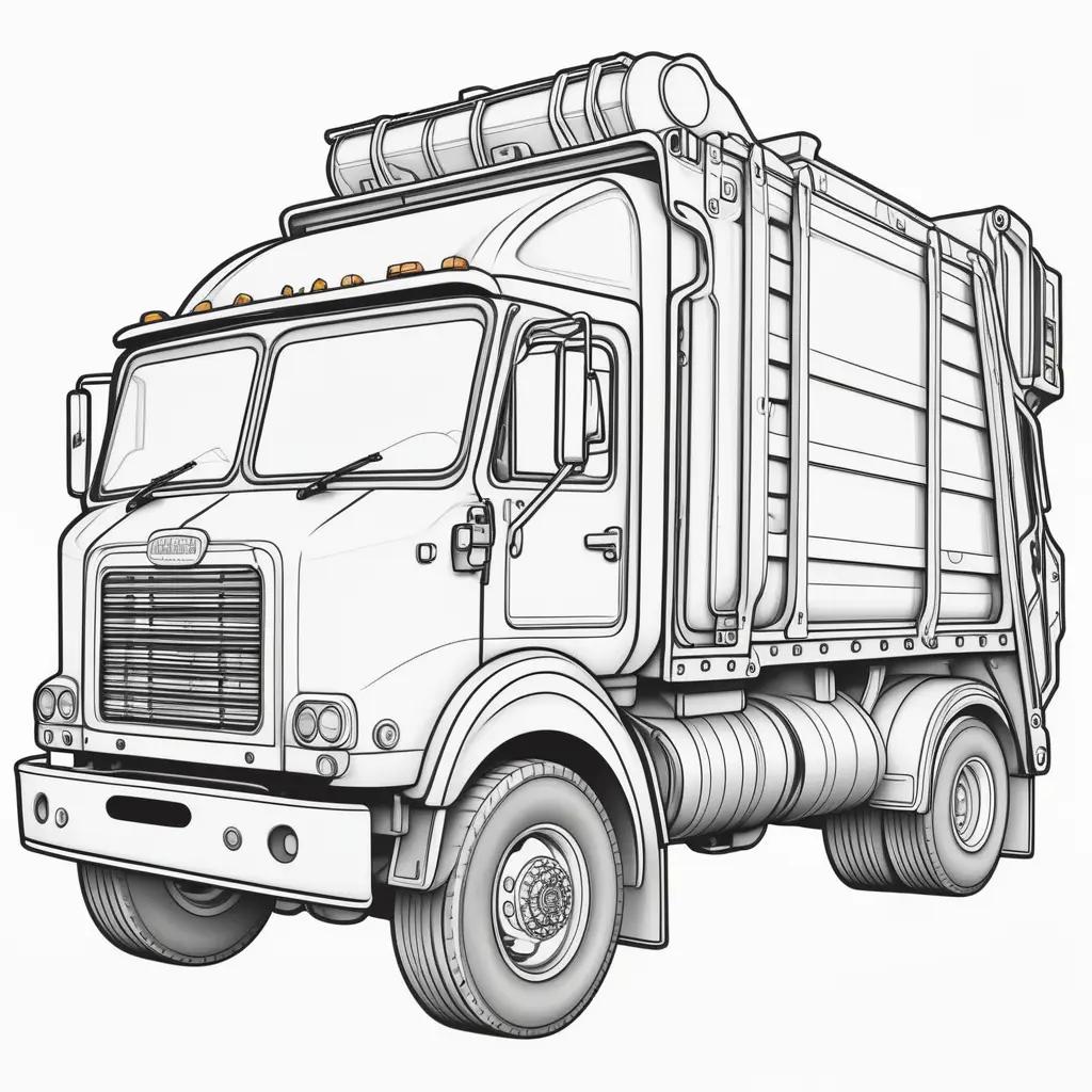 Coloring page of a garbage truck for kids