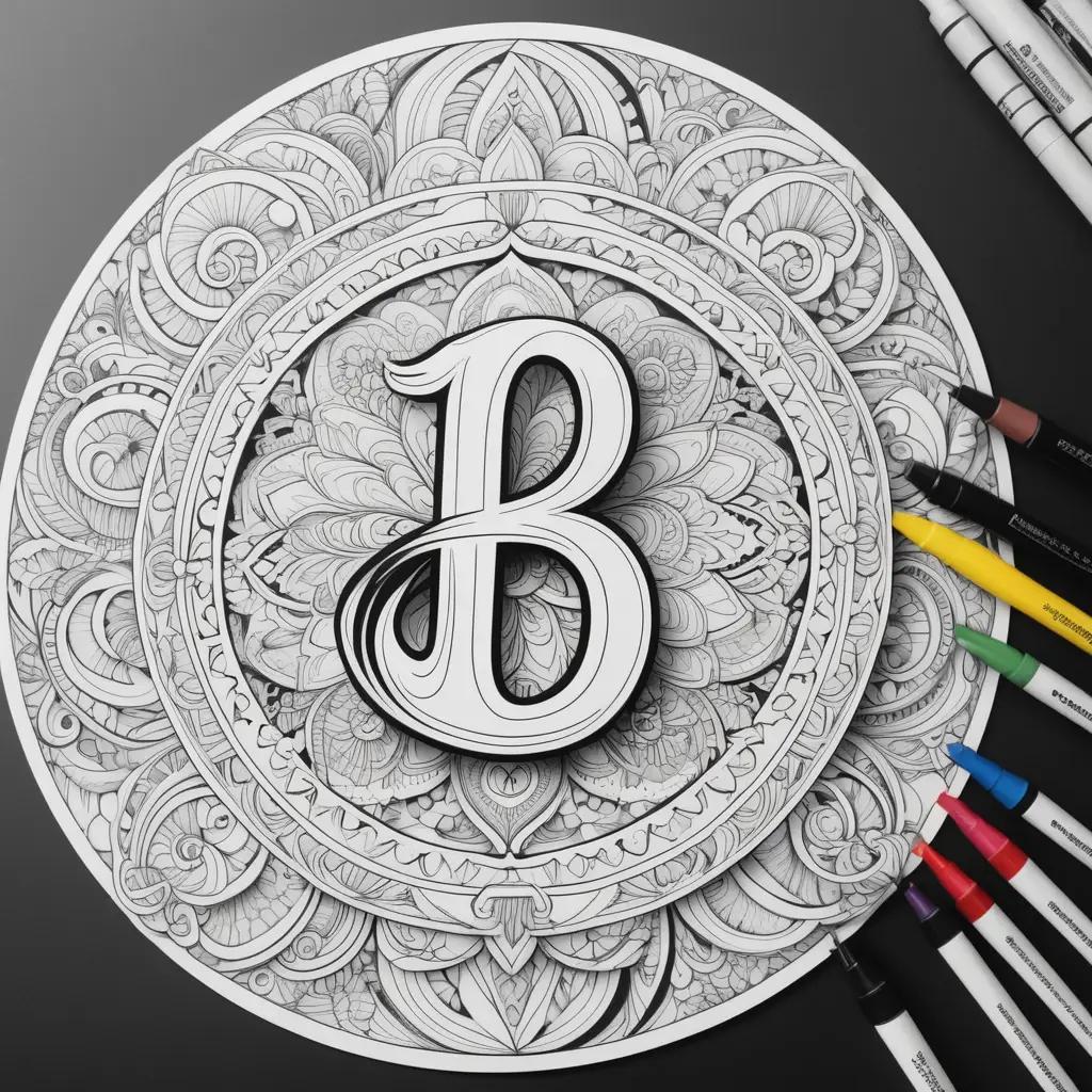 Coloring page of a number B with a circle