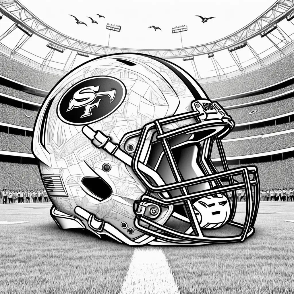 Coloring page of an NFL football helmet in black and white