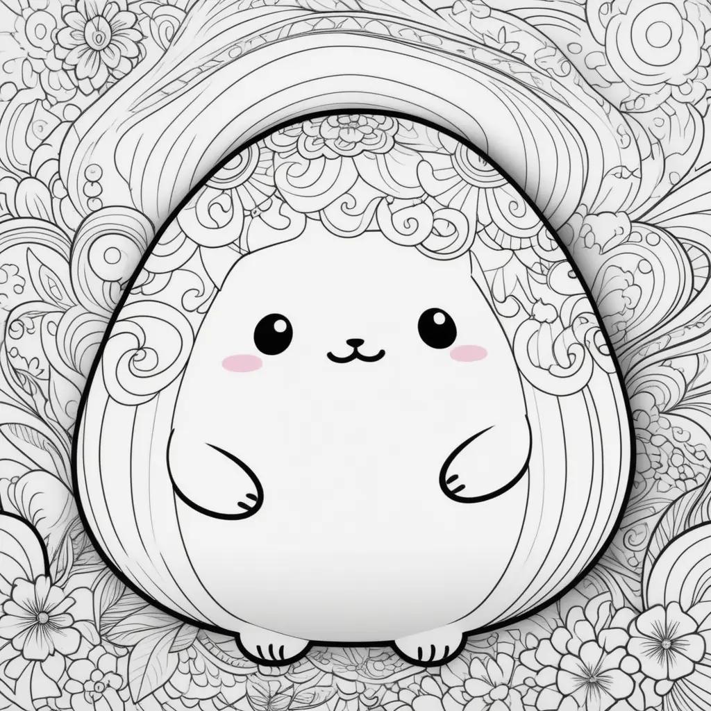 Coloring page of squishmallows featuring a cute cartoon cat with pink cheeks