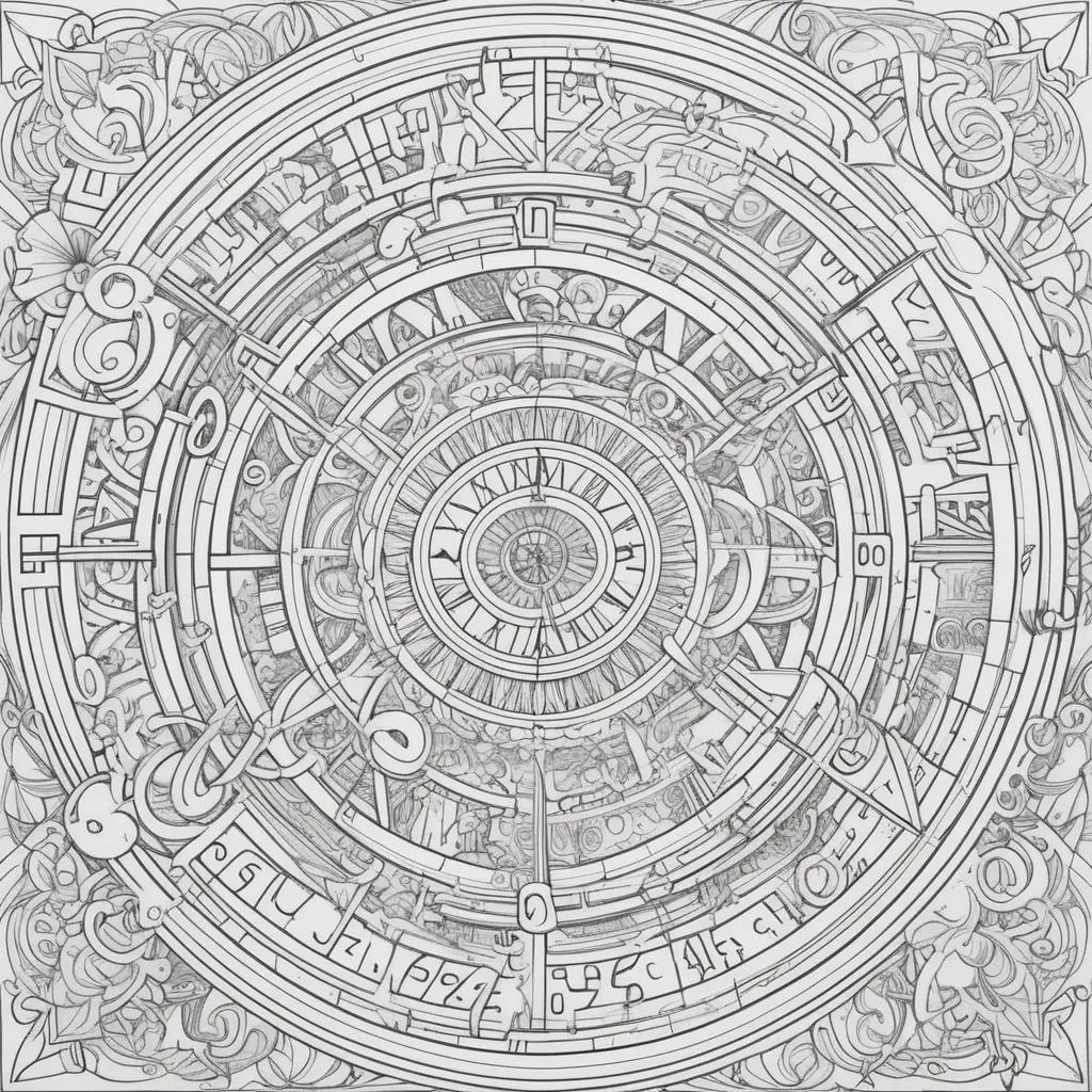 Coloring page with math equations and symbols