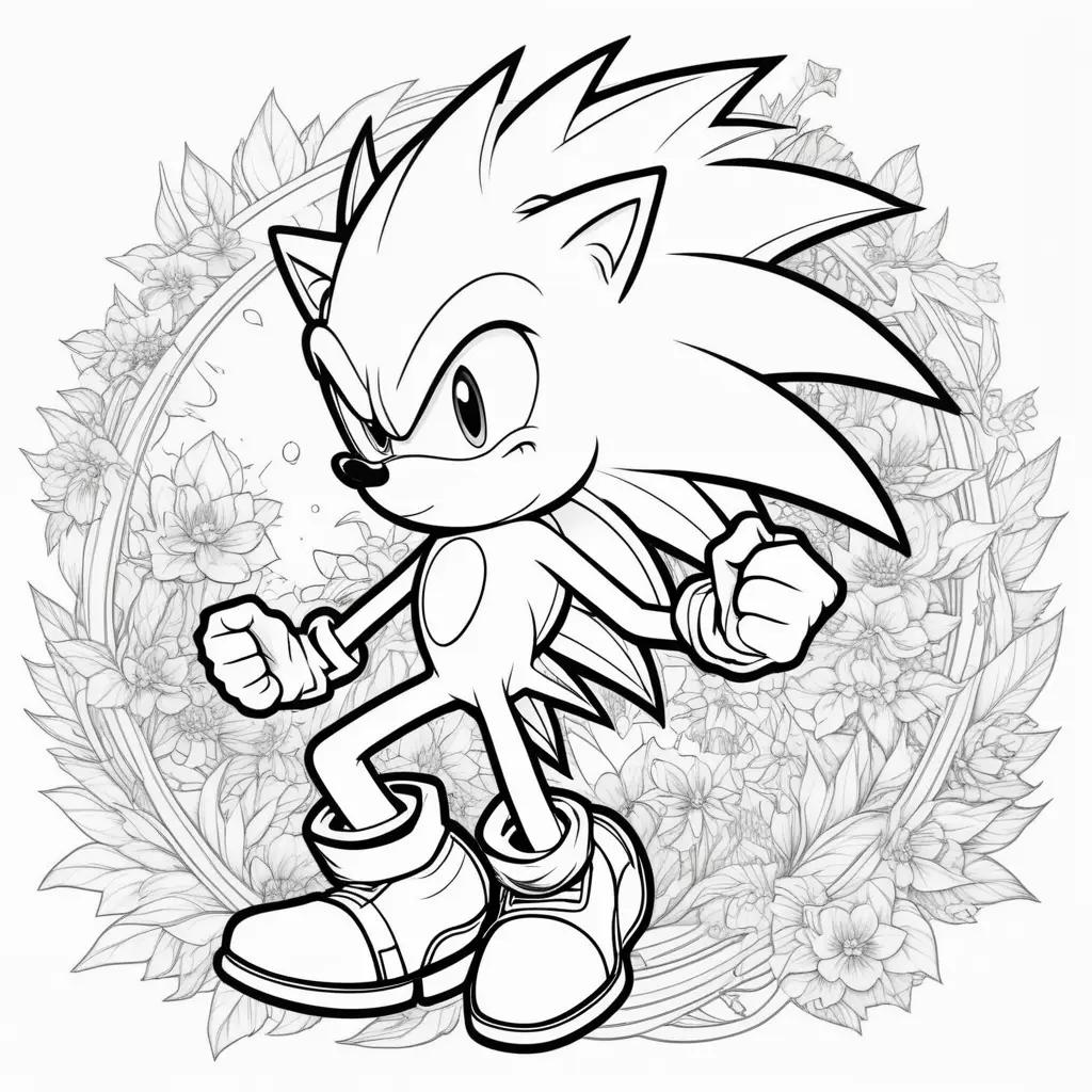 Coloring pages featuring Sonic the Hedgehog and a circle-k