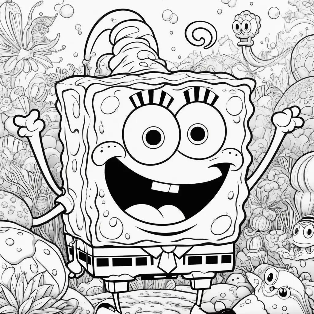 Coloring pages featuring Spongebob, Patrick, and Squidward