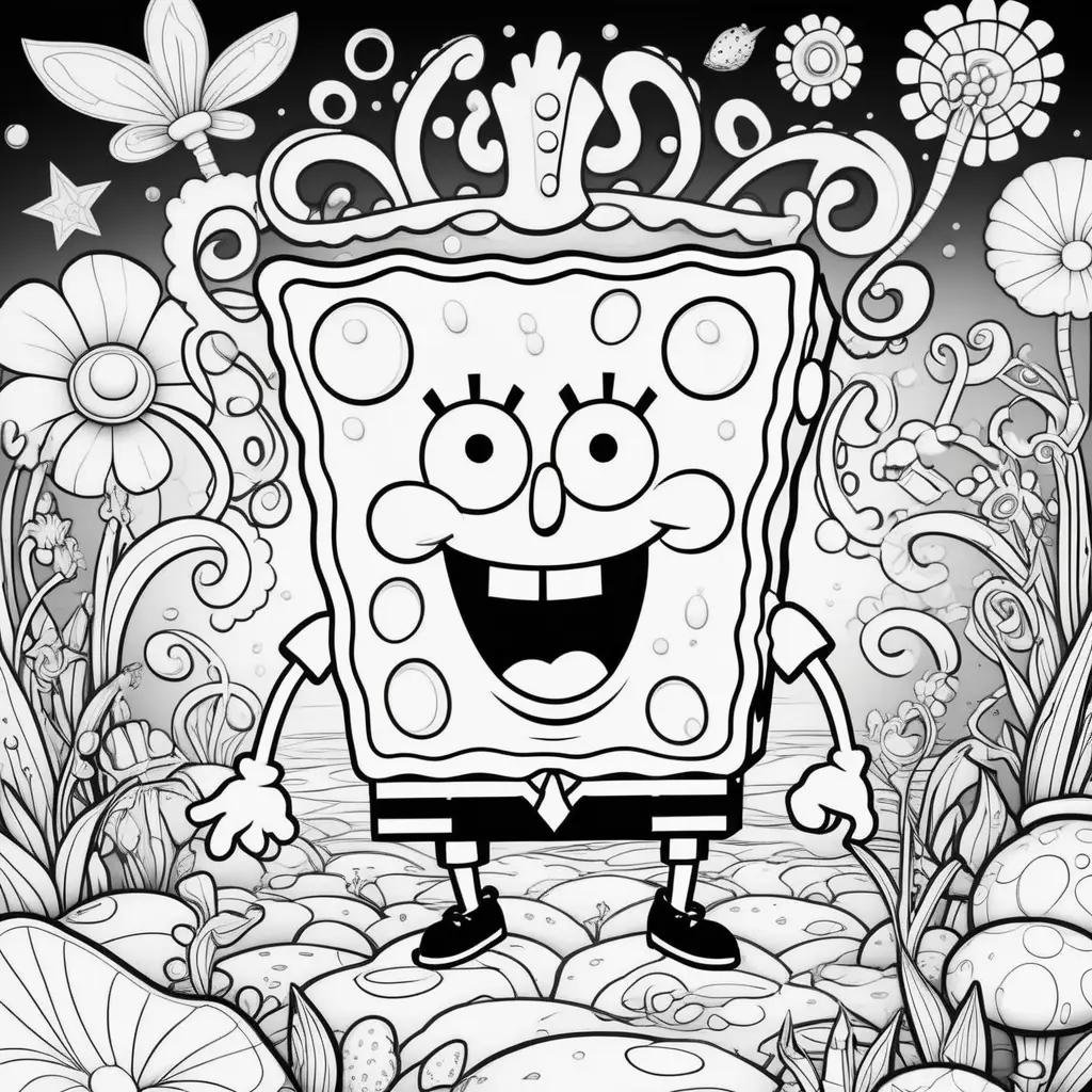 Coloring pages featuring Spongebob, Patrick, and other characters