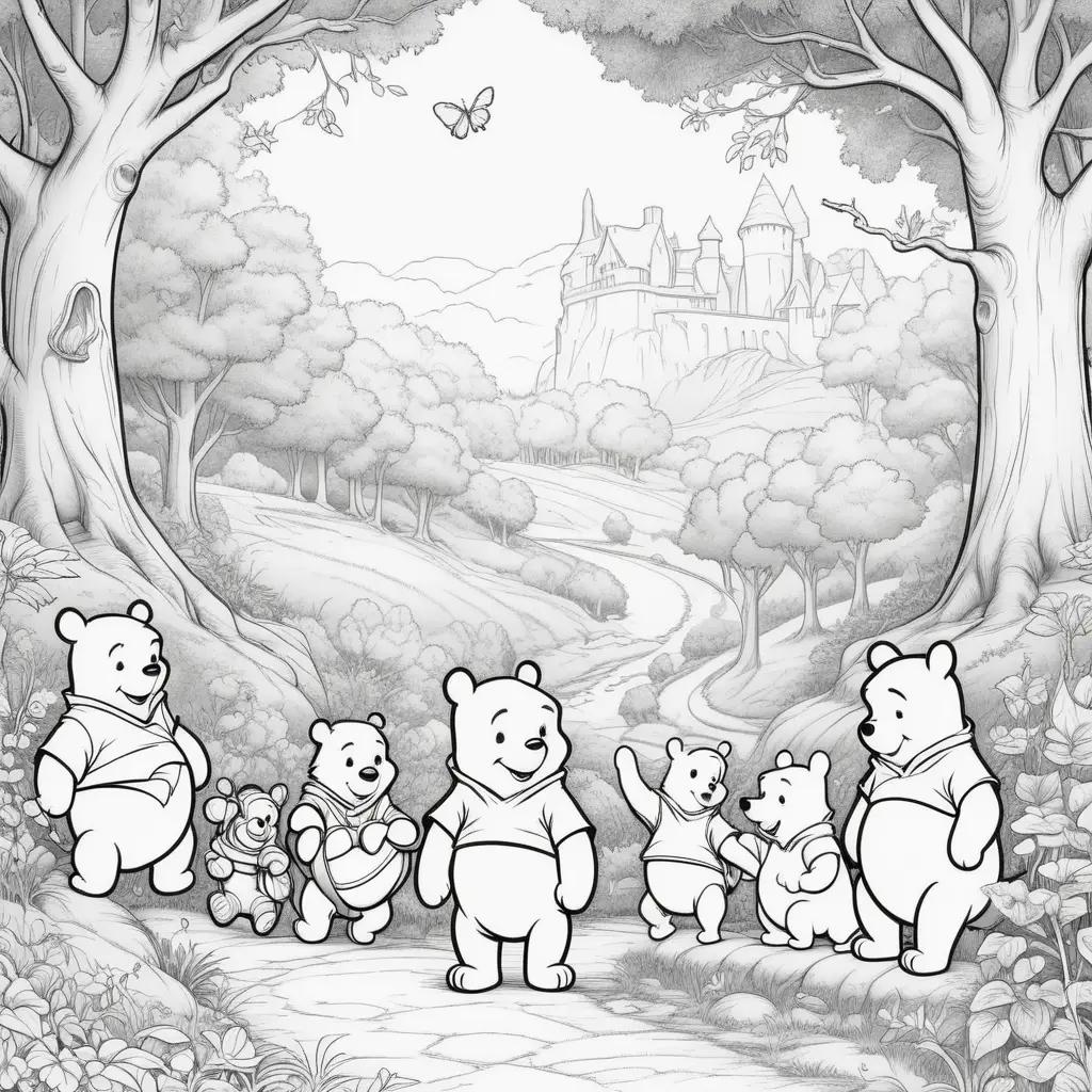 Coloring pages featuring Winnie the Pooh characters