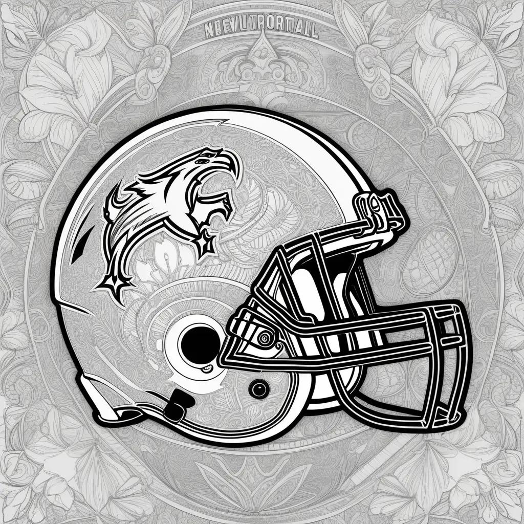 Coloring pages featuring a NFL football helmet and a bird