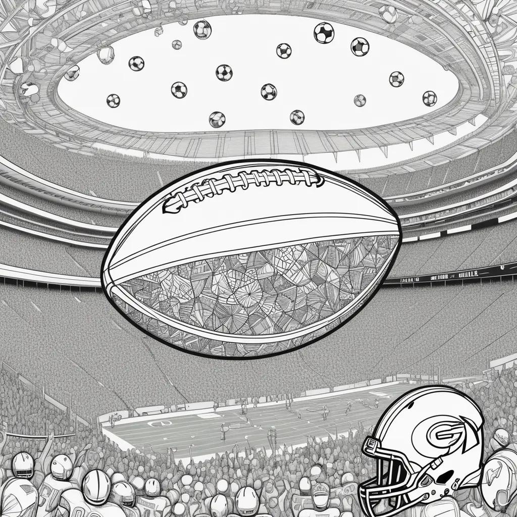 Coloring pages featuring a football and a crowd of fans