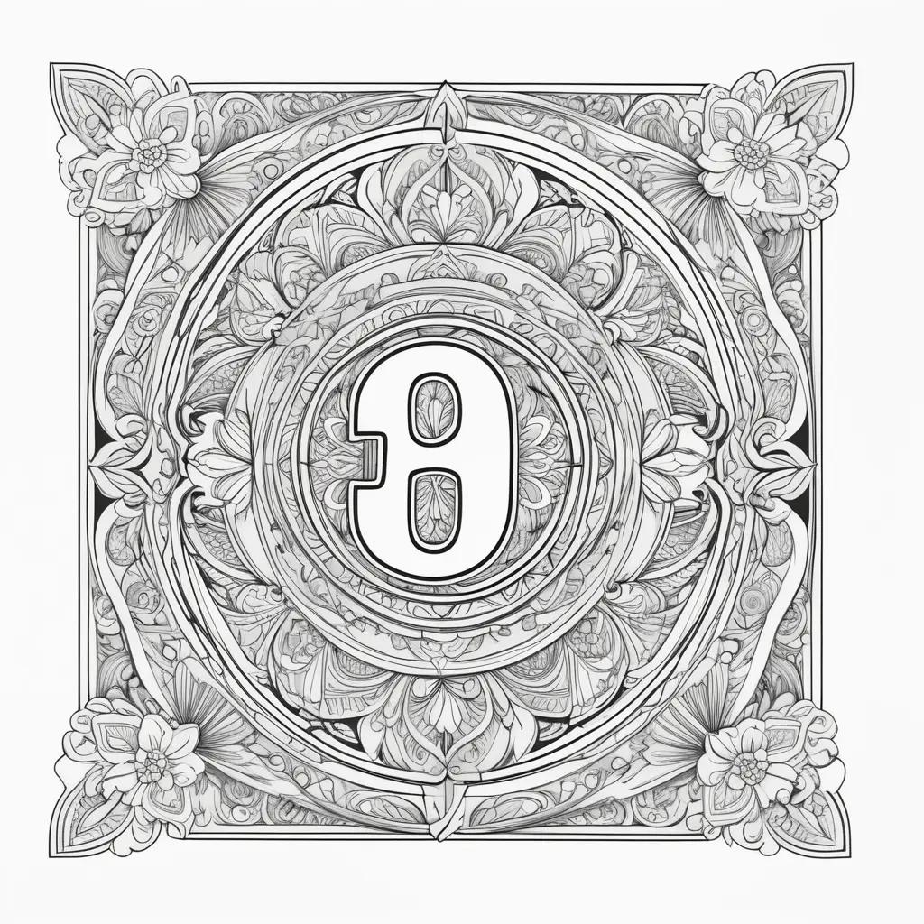 Coloring pages featuring a number 8 and a flower block