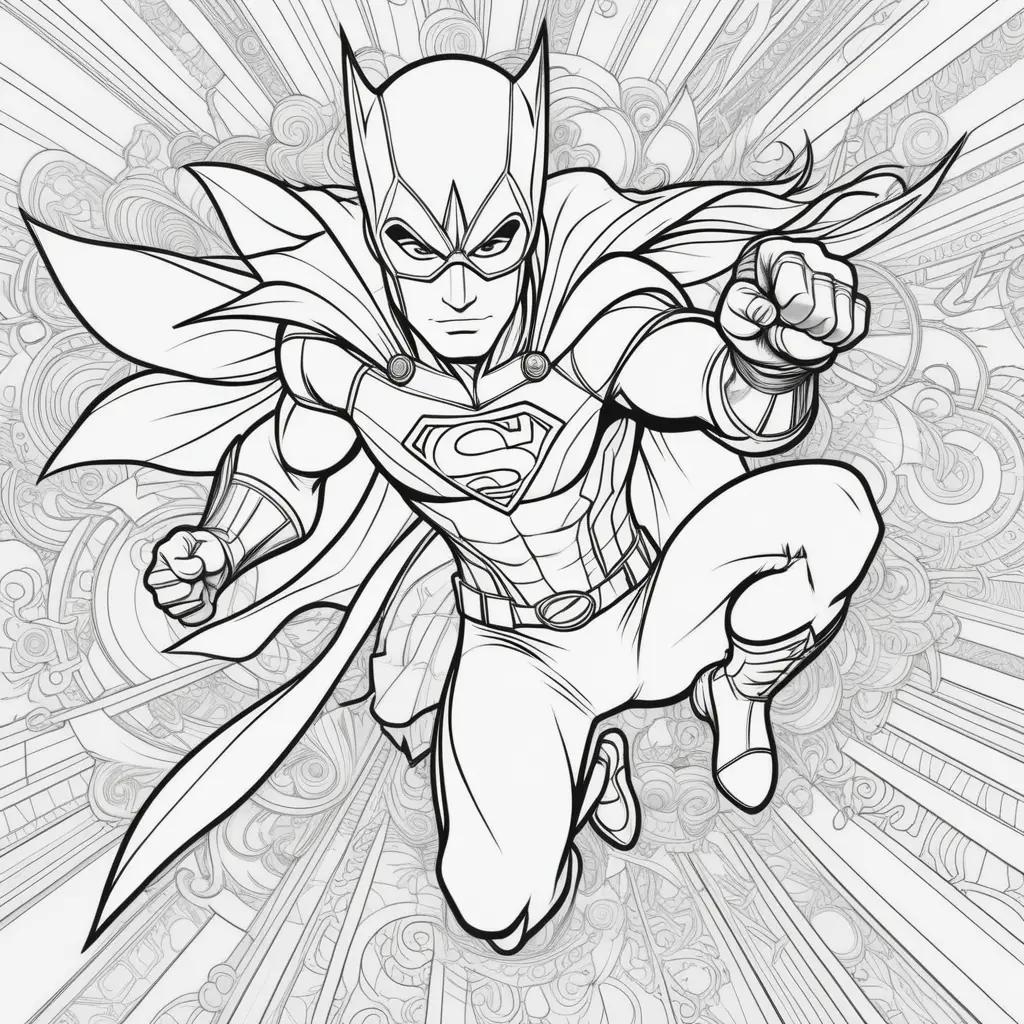 Coloring pages featuring a super hero in action