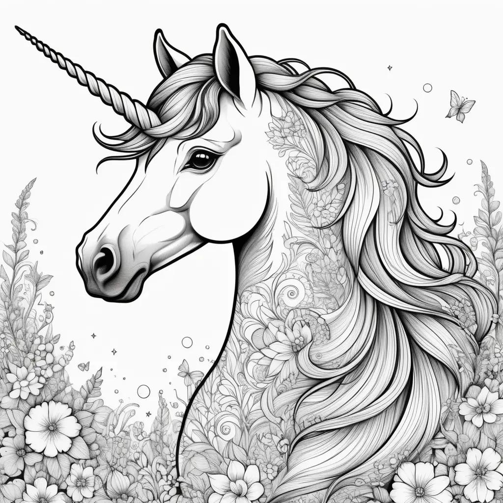 Coloring pages featuring an unicorn with detailed patterns and designs