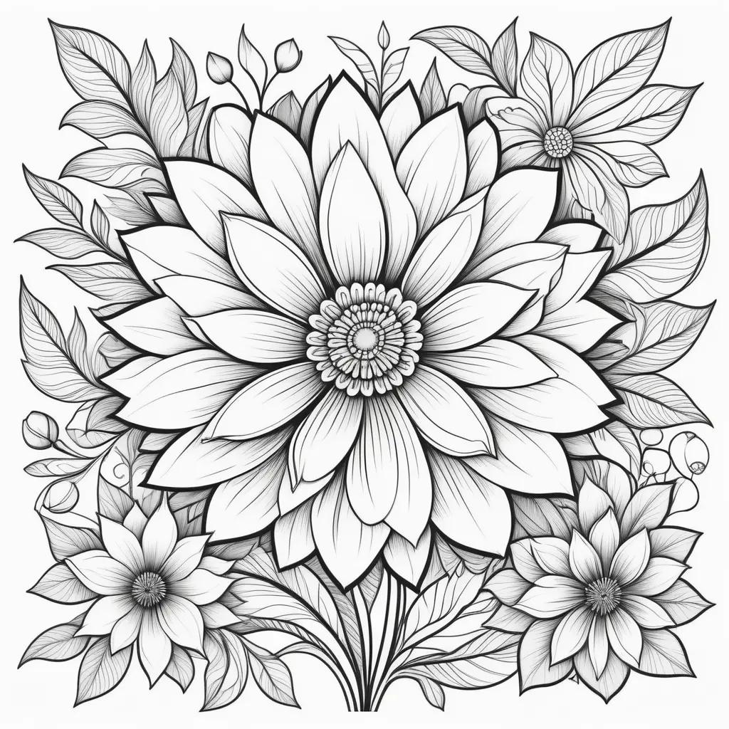 Coloring pages featuring flower designs for adults