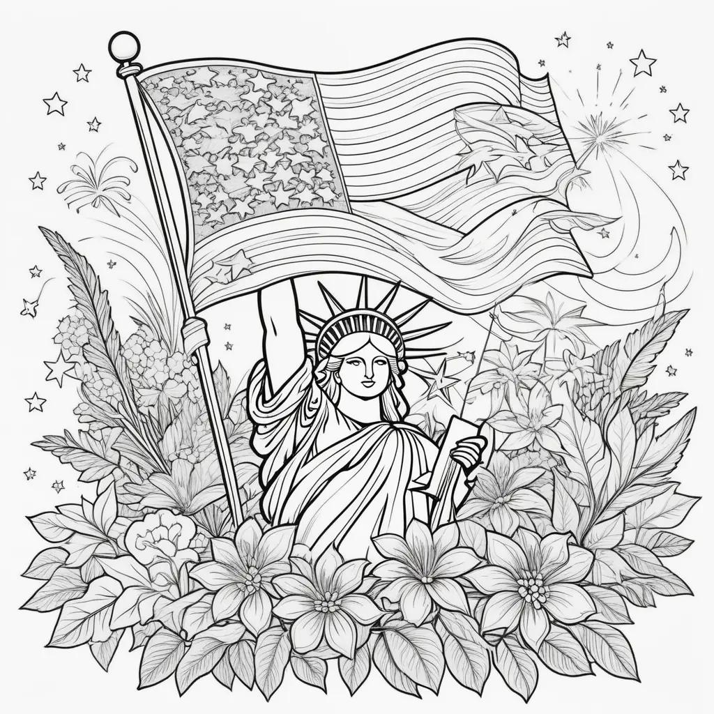 Coloring pages for 4th of July featuring the Statue of Liberty