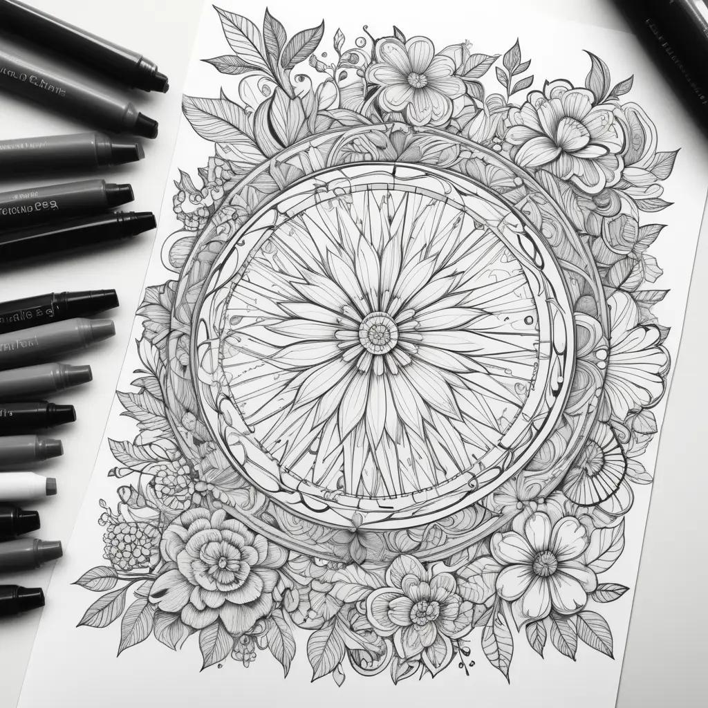 Coloring pages numbered 1-20 with flowers and leaves