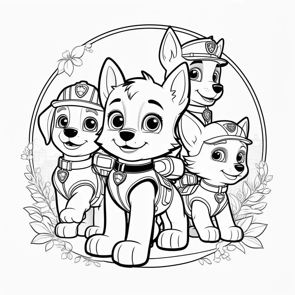 Coloring pages of Chase and his friends from Paw Patrol