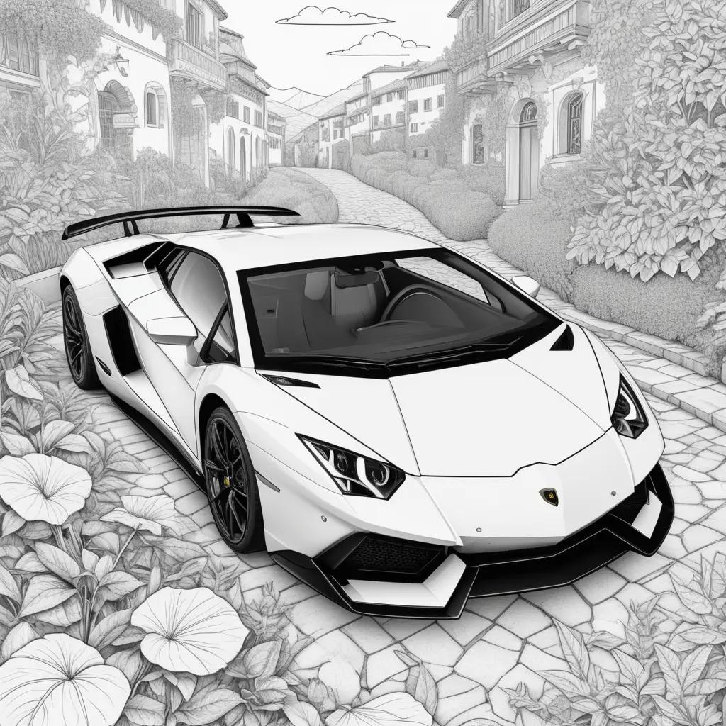 Coloring pages of Lamborghinis with white cars