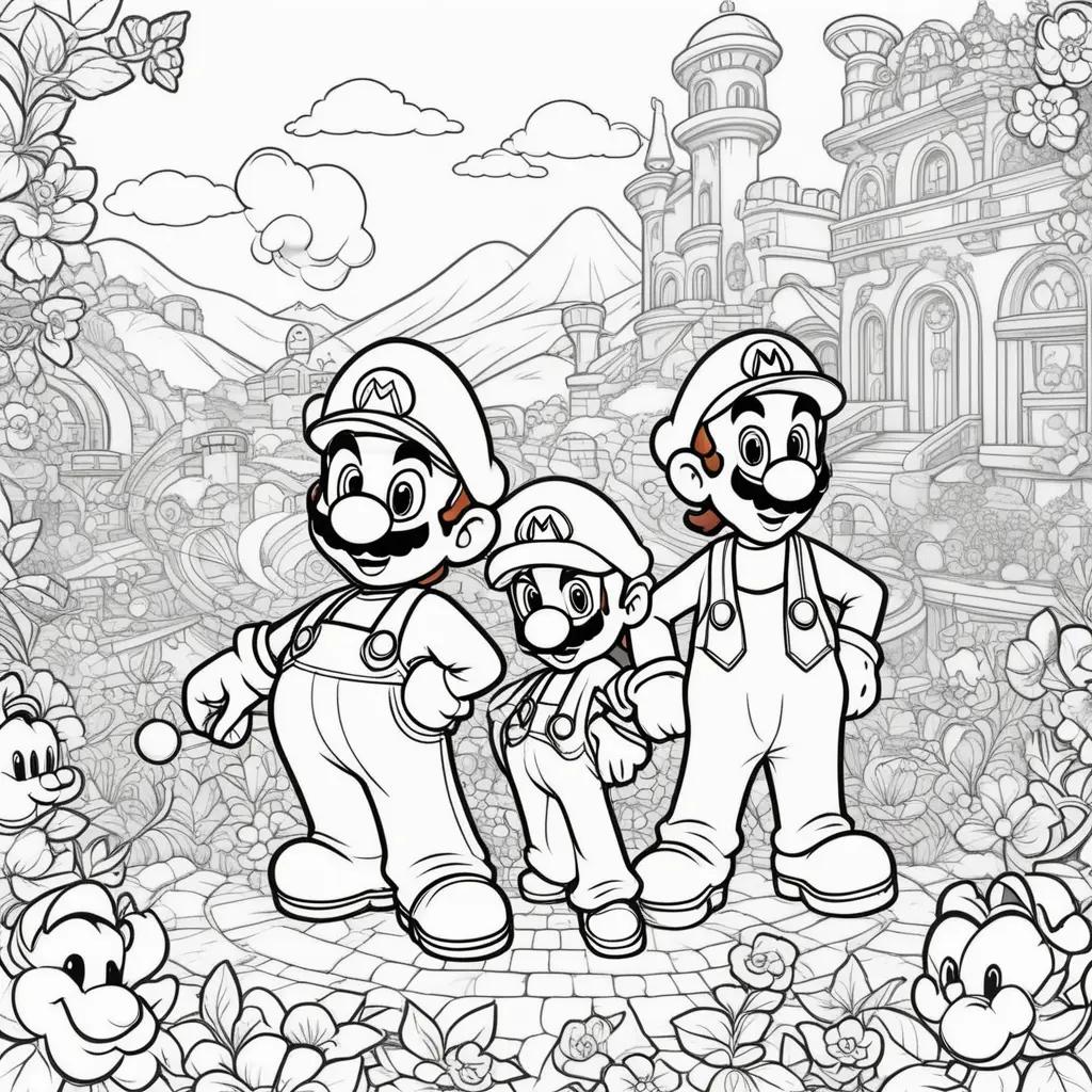 Coloring pages of Mario and Luigi