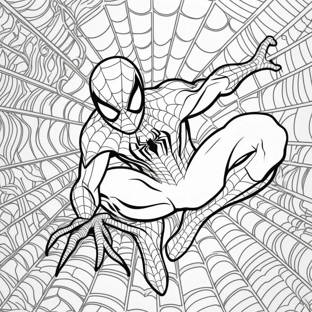 Coloring pages of Spider-Man with black and white design