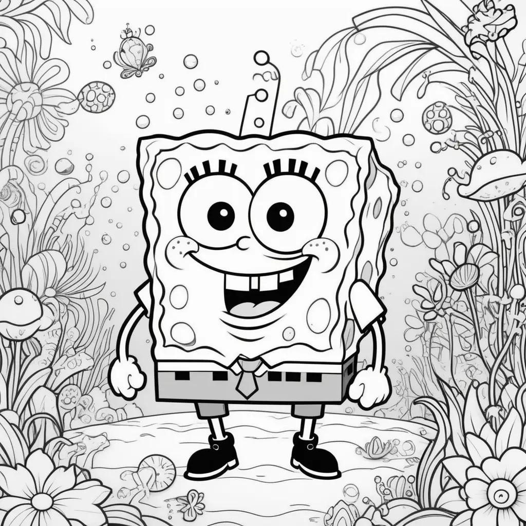 Coloring pages of Spongebob with a tie