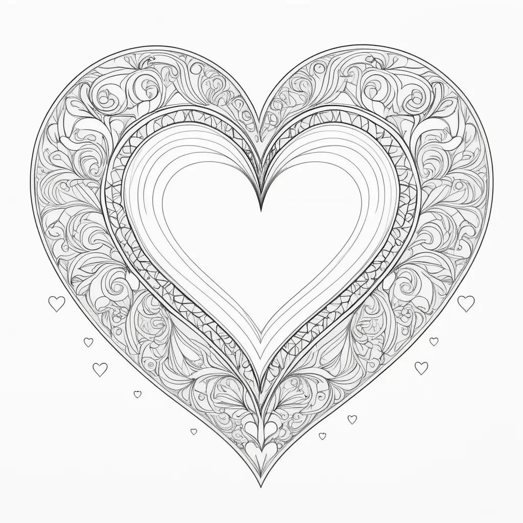 Coloring pages of a black and white heart