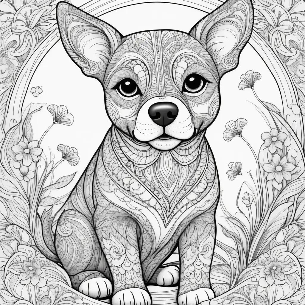 Coloring pages of a dog in an artistic style