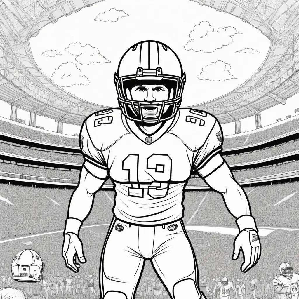 Coloring pages of a football player in a stadium