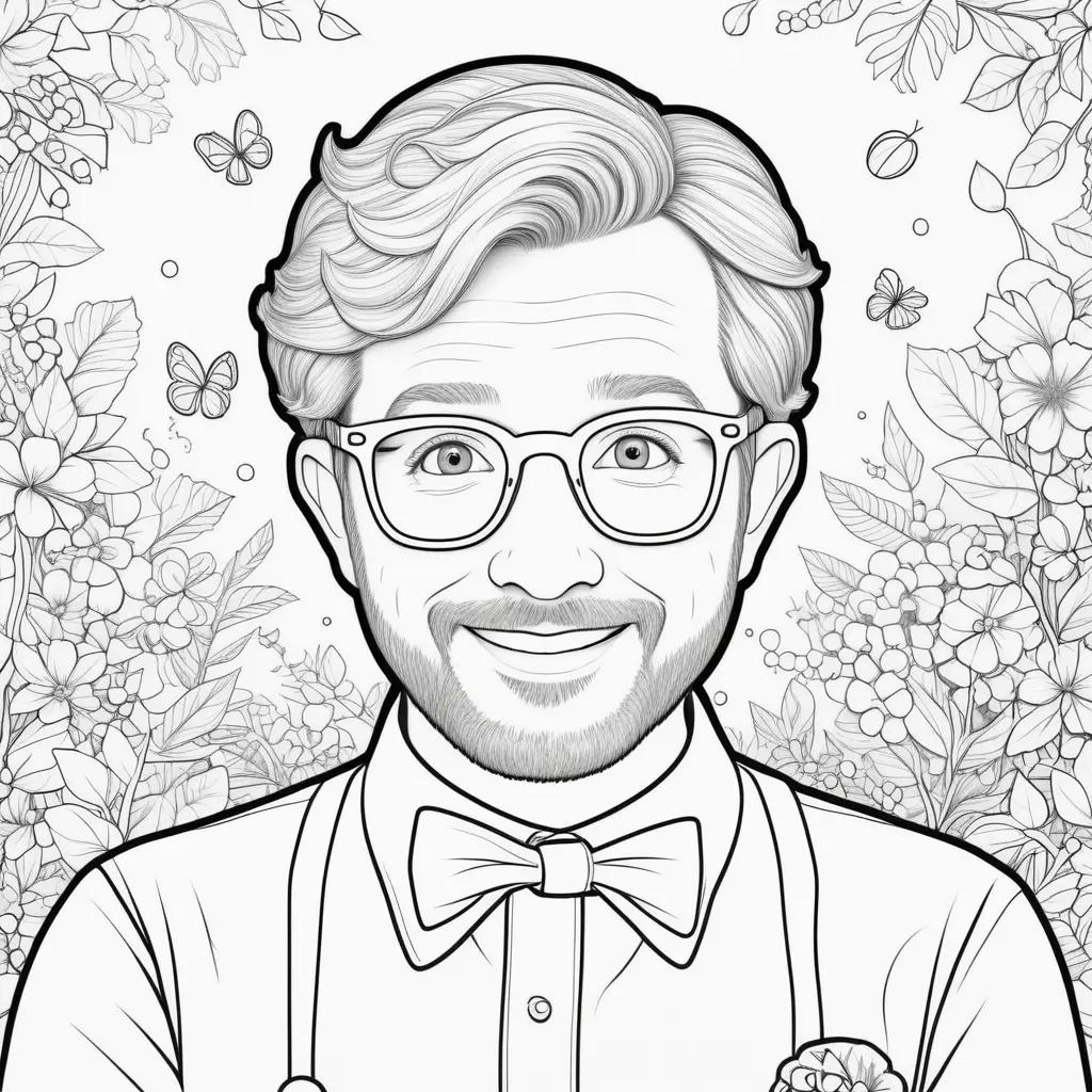 Coloring pages of a man with a bow tie