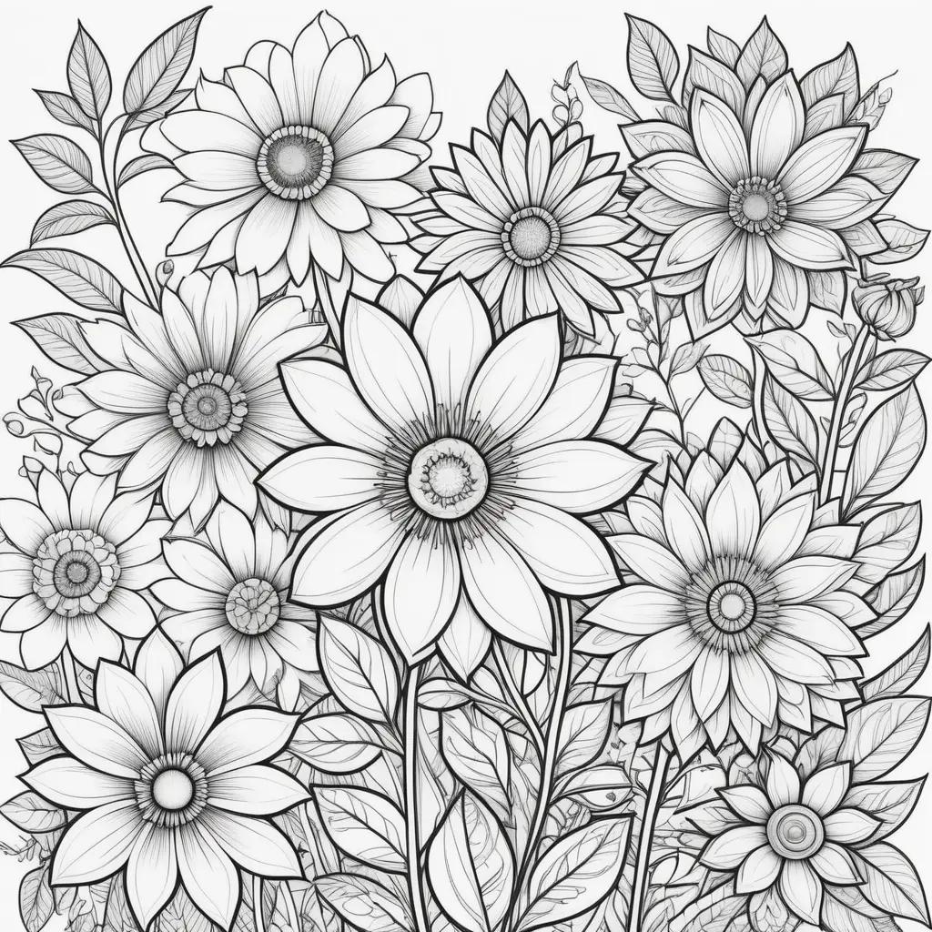 Coloring pages of flowers and leaves for adults