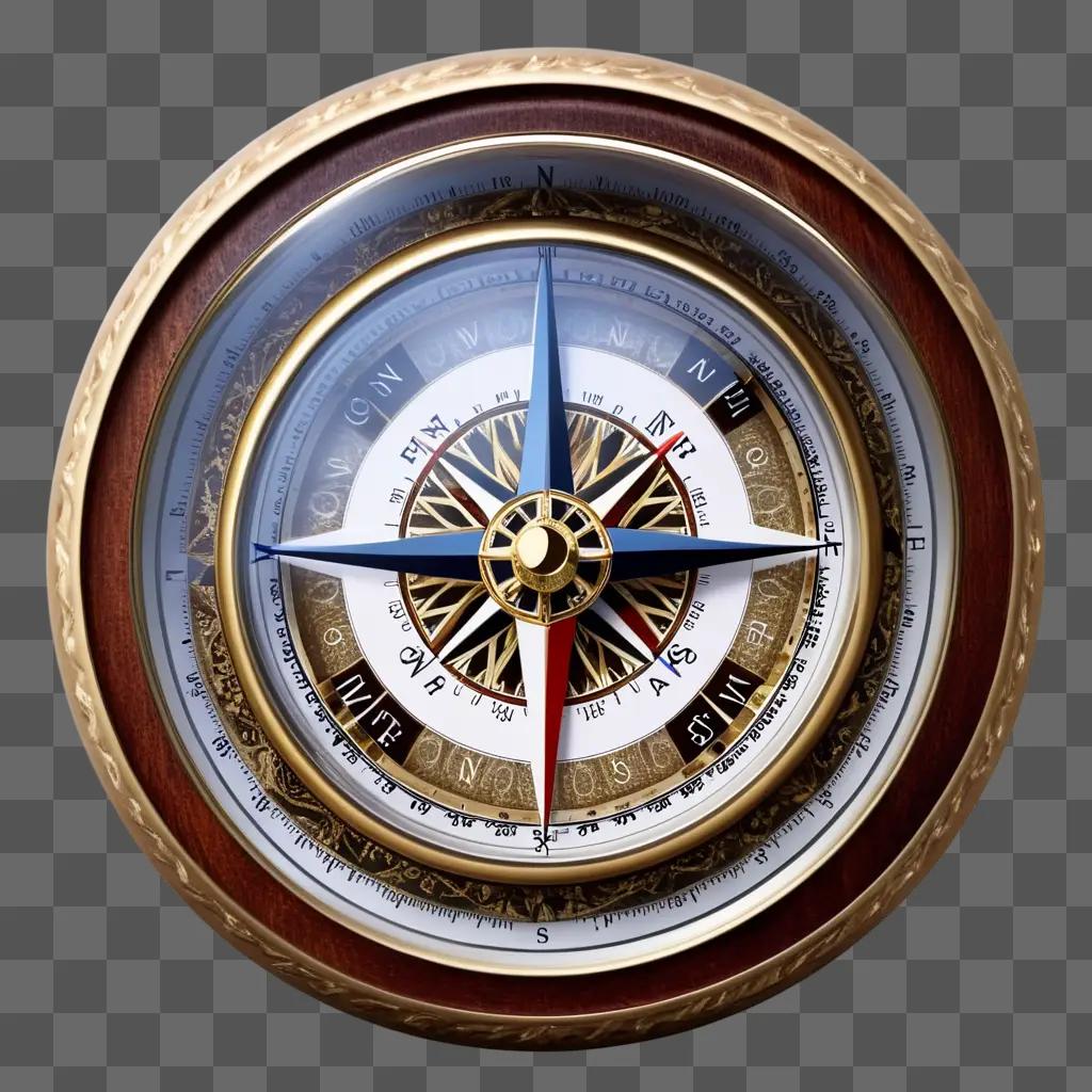 Compass with white lines and blue and red lines