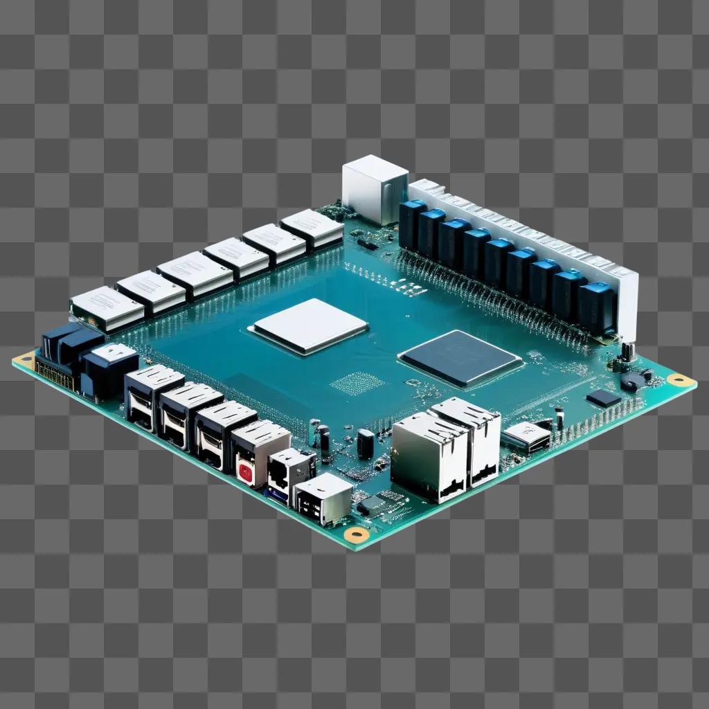 Computer board with many components and wires