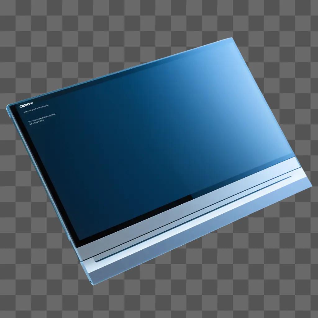 Computer with transparent screen on a blue background