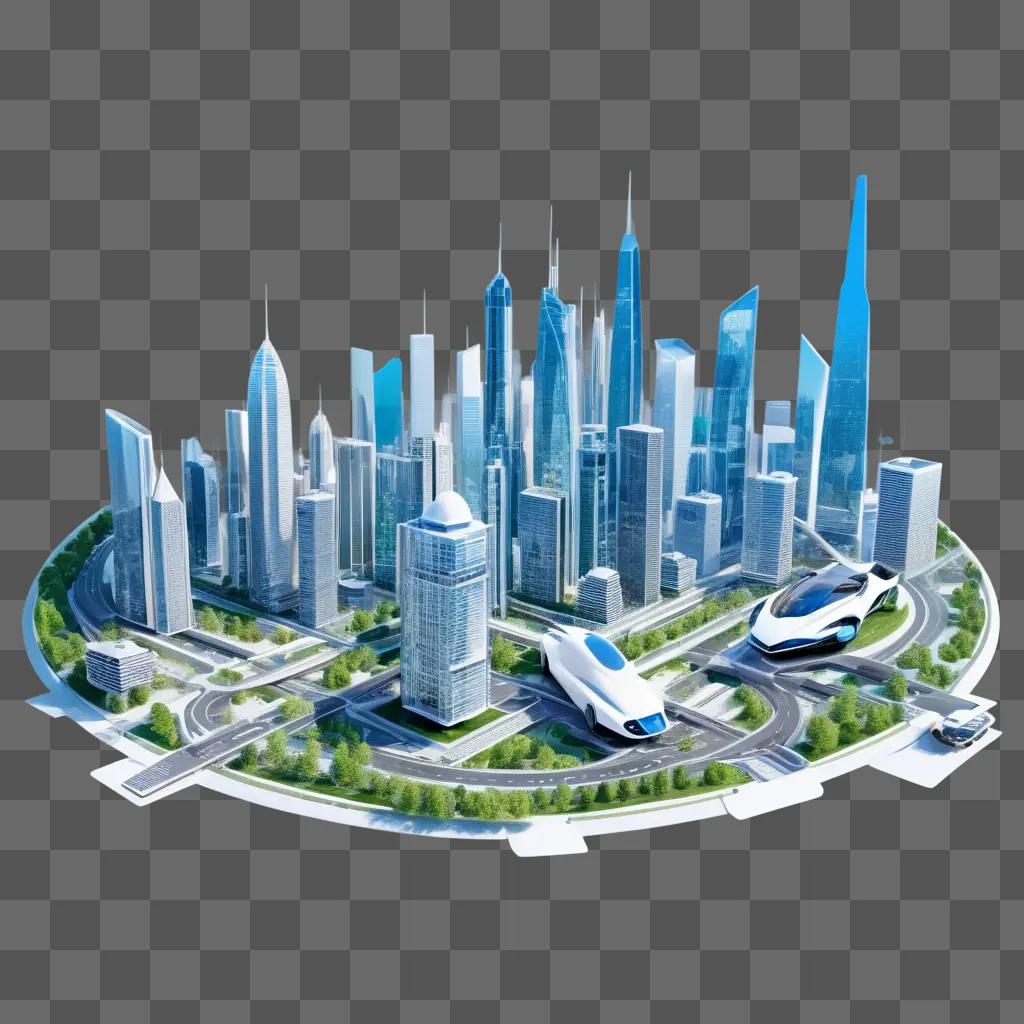 Connectivity in futuristic cityscape with futuristic transportation