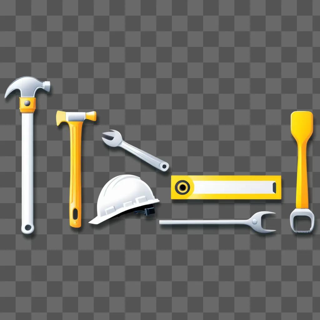 Construction tools on a beige background