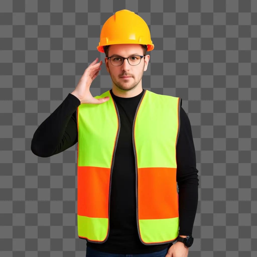 Construction worker in safety vest posing for picture