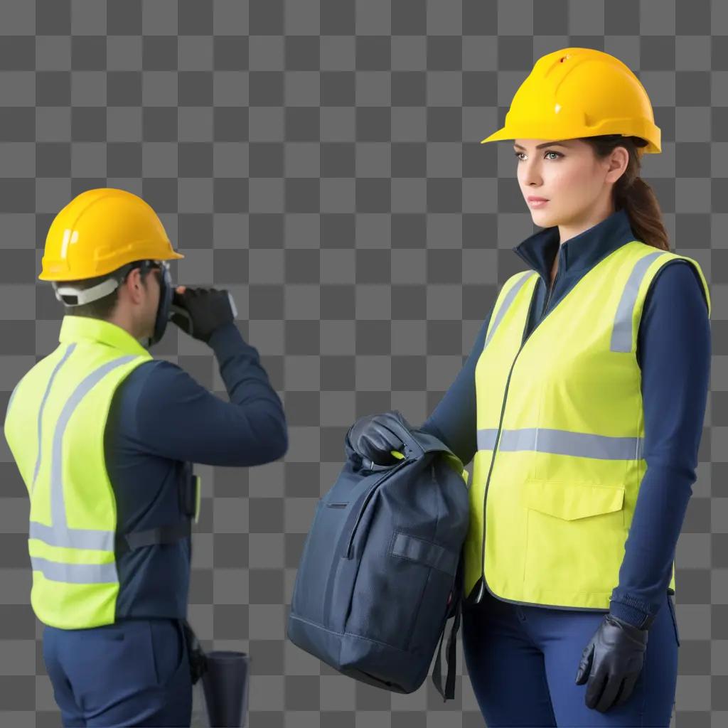 Construction workers in safety vests and hard hats