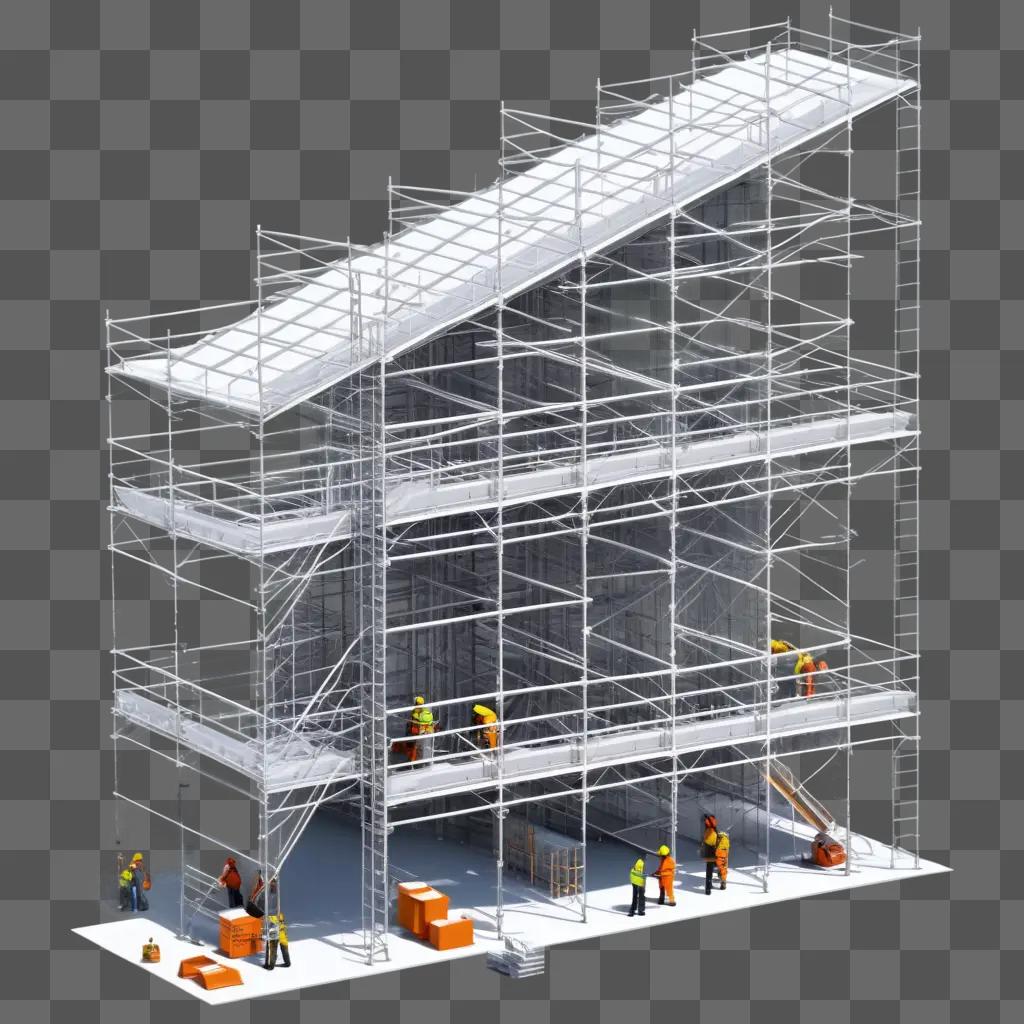 建設現場で足場を組む建設作業員