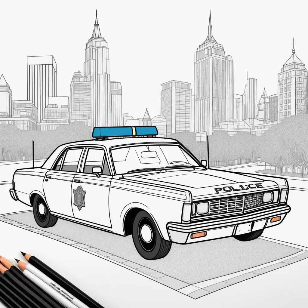 Cops Coloring Page: A Police Car on the Street