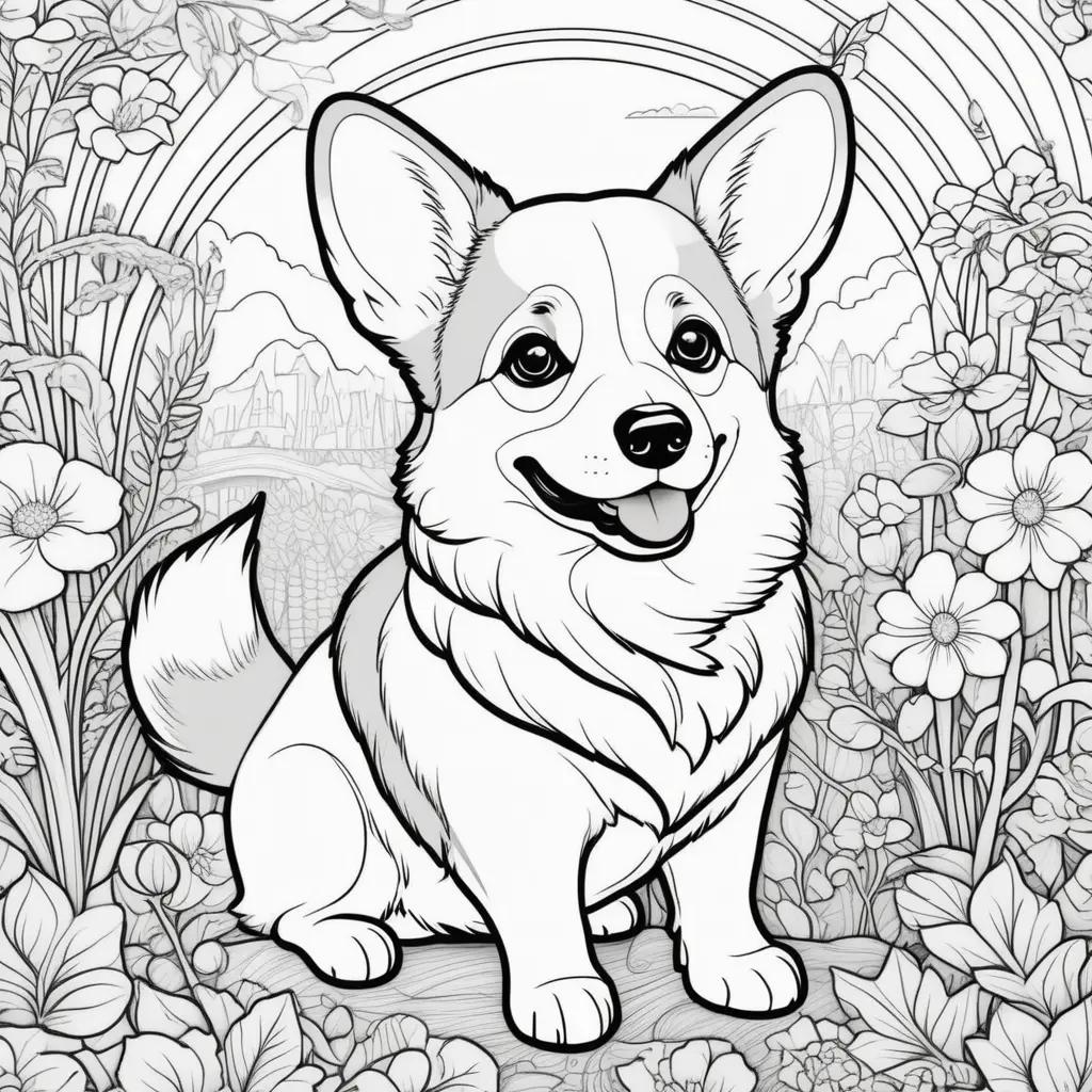 Corgi Coloring Pages: A Cute Dog in a Field